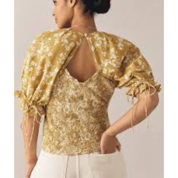 Anthropologie Green Floral Top XL NWT - Picture 4 of 7